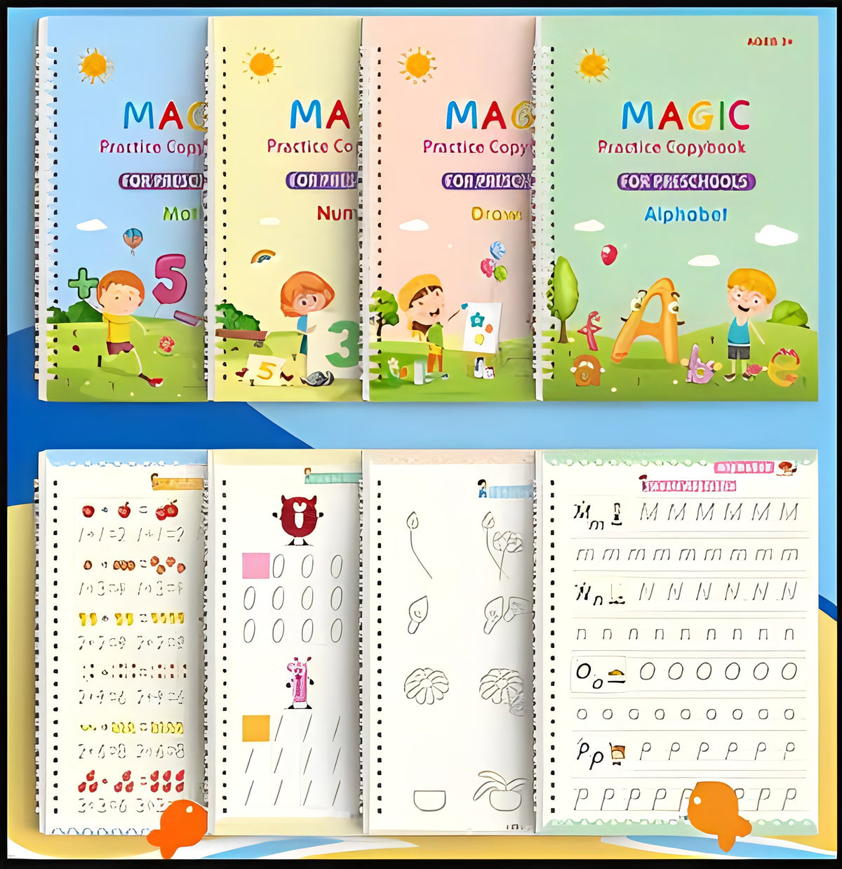 Magic Practice Copybook - (4 Book + 10 Refill)